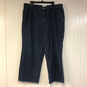 Lane Bryant Women's Blue Straight Wide Leg Jeans 16 Dark Wash